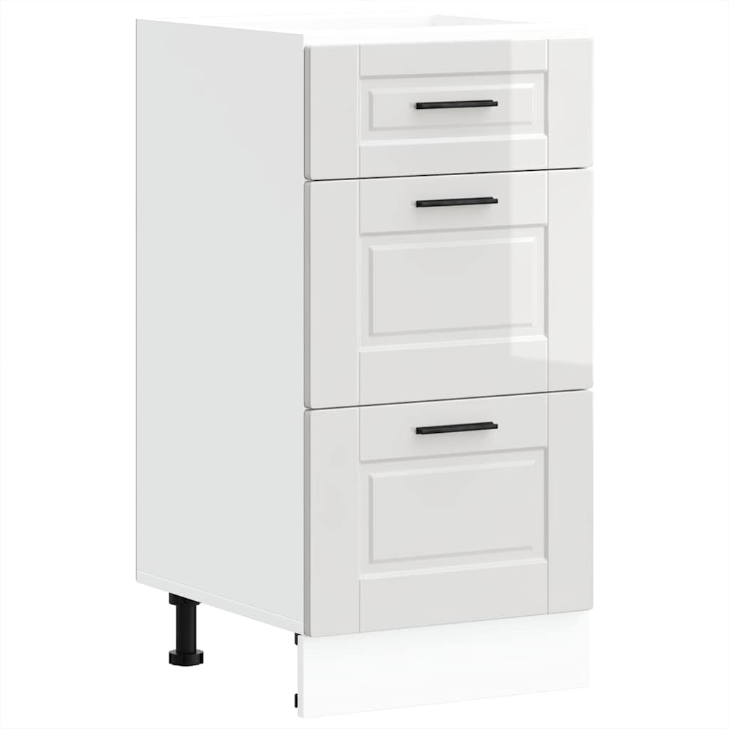 Kitchen Base Cabinet "Porto" High Gloss White Engineered Wood