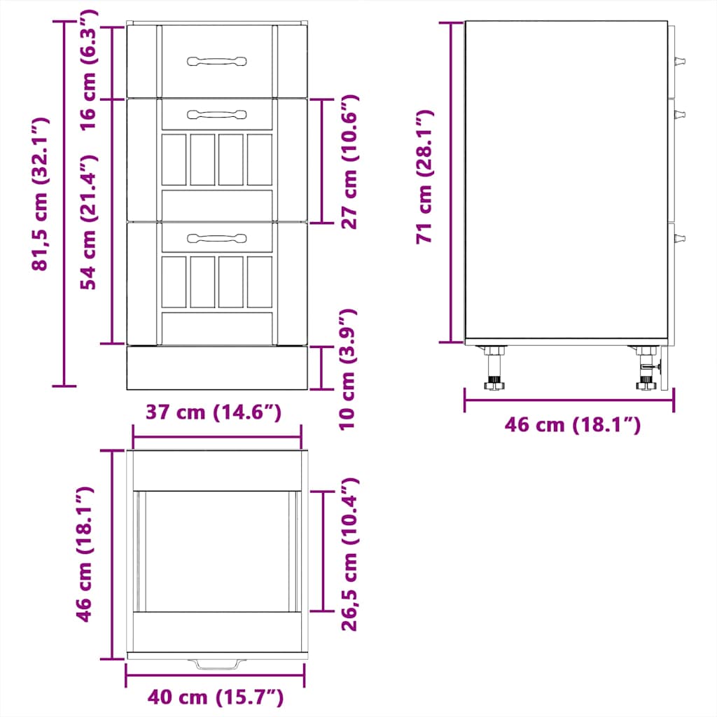 Kitchen Base Cabinet "Lucca" High Gloss White Engineered Wood