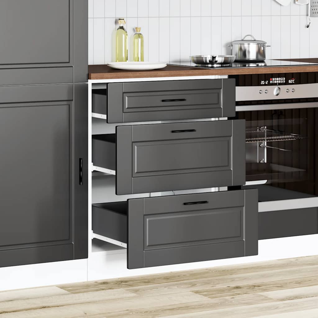 Kitchen Base Cabinet "Porto" Black Engineered Wood