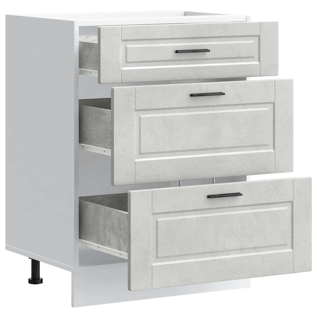 Kitchen Base Cabinet Porto Concrete Grey Engineered Wood