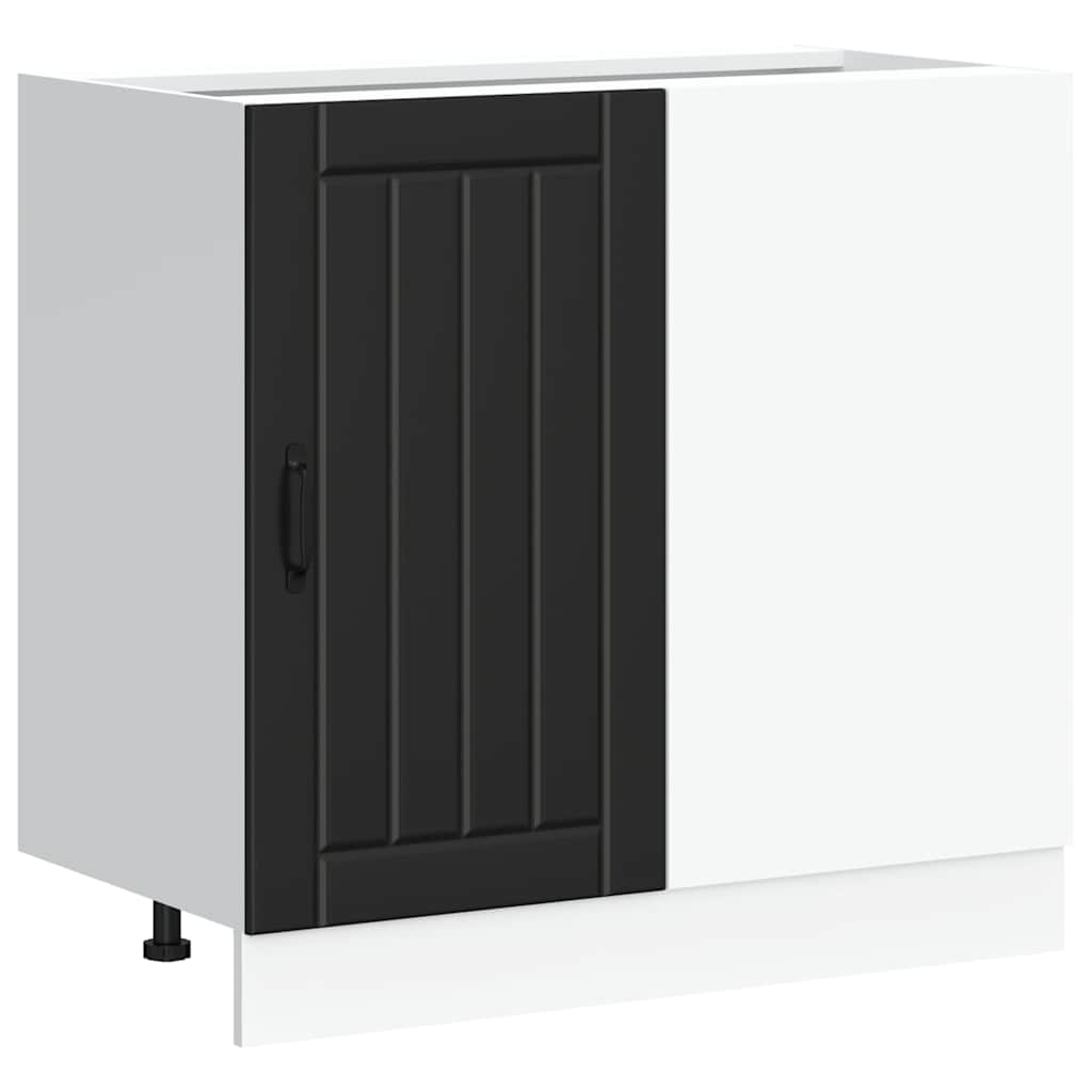 Kitchen Base Cabinet "Lucca" Black Engineered Wood