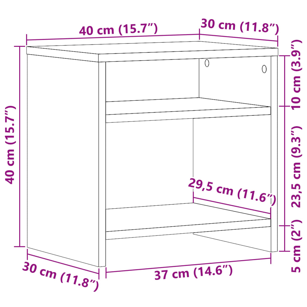 Bedside Cabinet Old Wood 40x30x40 cm Engineered Wood