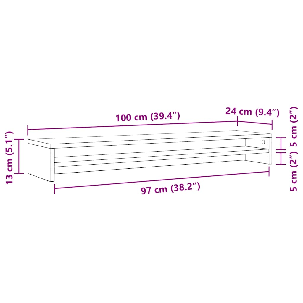 Monitor Stand Artisan Oak 100x24x13 cm Engineered Wood