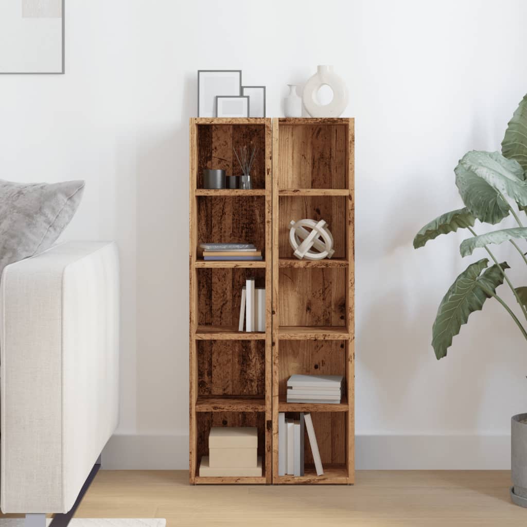CD Cabinets 2 pcs Old Wood 21x16x93.5 cm Engineered Wood
