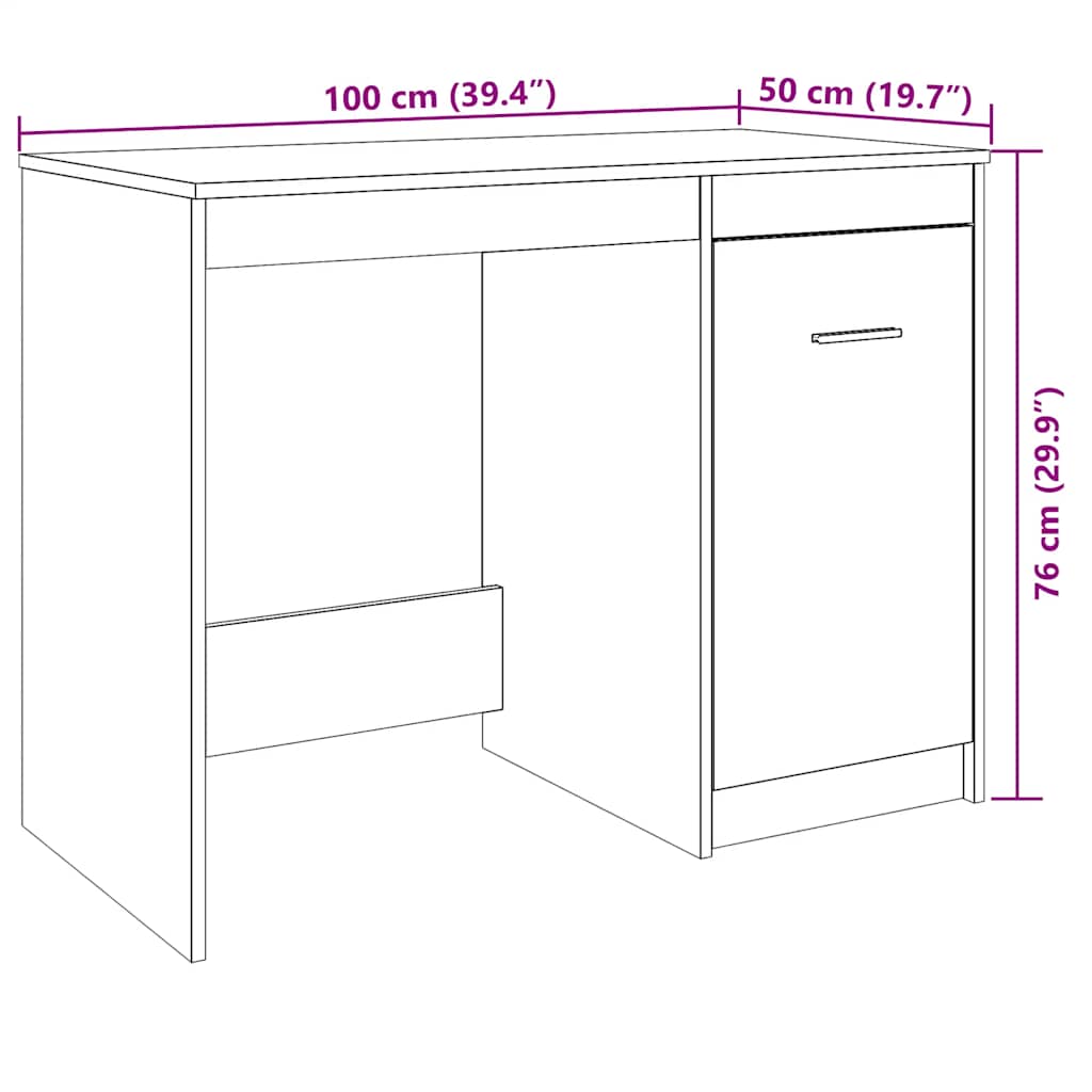 Desk Artisan Oak 100x50x76 cm Engineered Wood