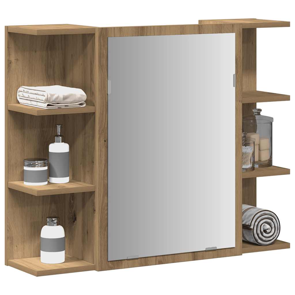 Bathroom Mirror Cabinet Artisan Oak 80x20.5x64 cm Engineered Wood