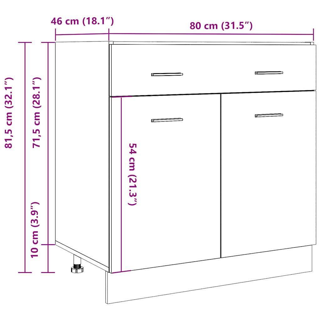 Drawer Bottom Cabinet Lyon Artisan Oak 80x46x81.5 cm Engineered Wood
