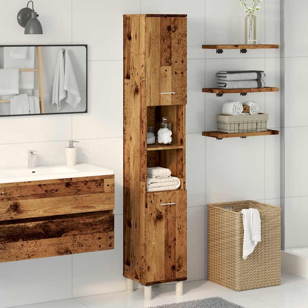 Bathroom Cabinet Old Wood 30x30x179 cm Engineered Wood