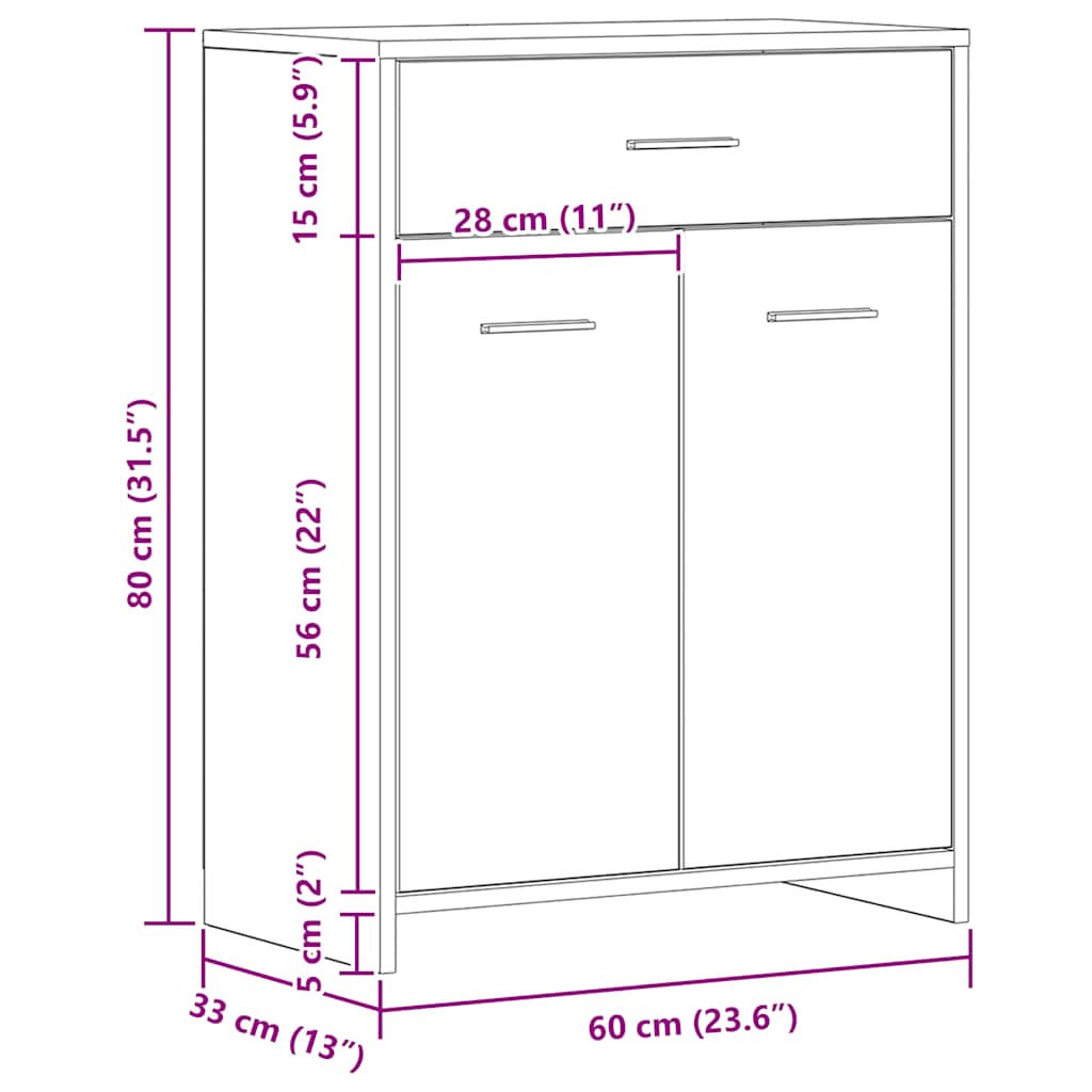 Bathroom Cabinet Artisan Oak 60x33x80 cm Engineered Wood