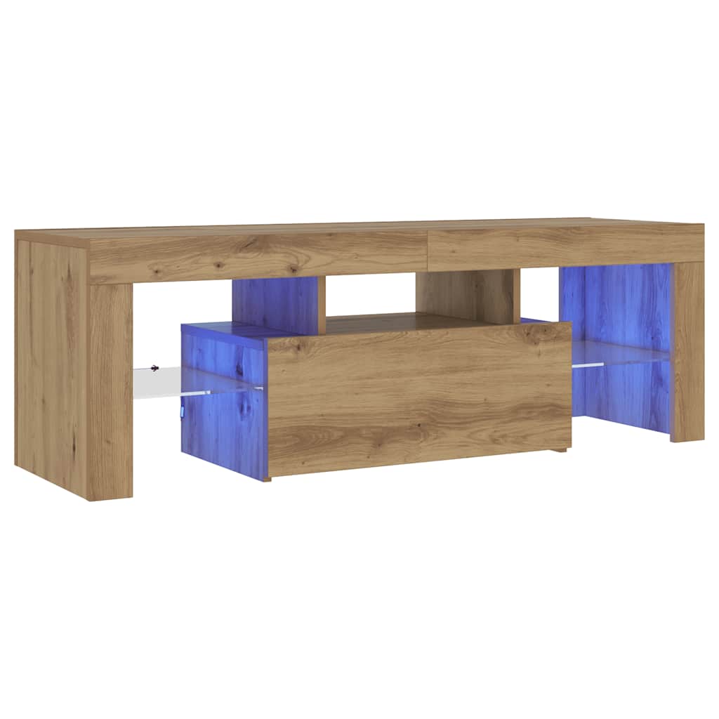 TV Cabinet with LED Lights Artisan Oak 120x36.5x40 cm Engineered Wood