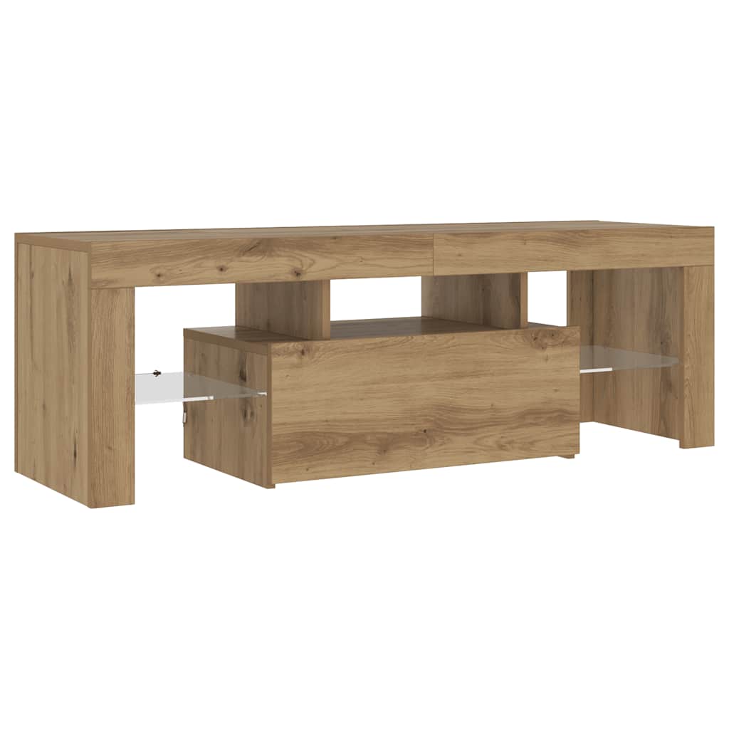 TV Cabinet with LED Lights Artisan Oak 120x36.5x40 cm Engineered Wood