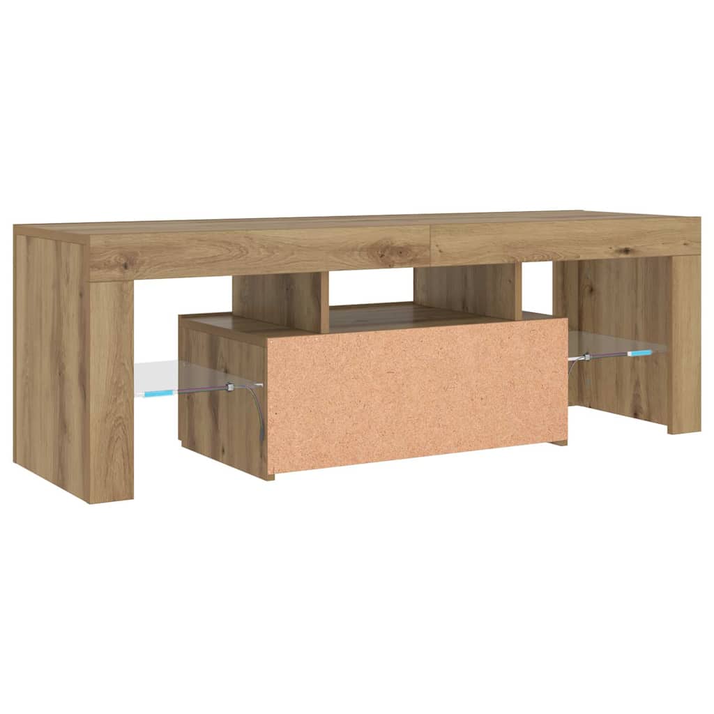 TV Cabinet with LED Lights Artisan Oak 120x36.5x40 cm Engineered Wood