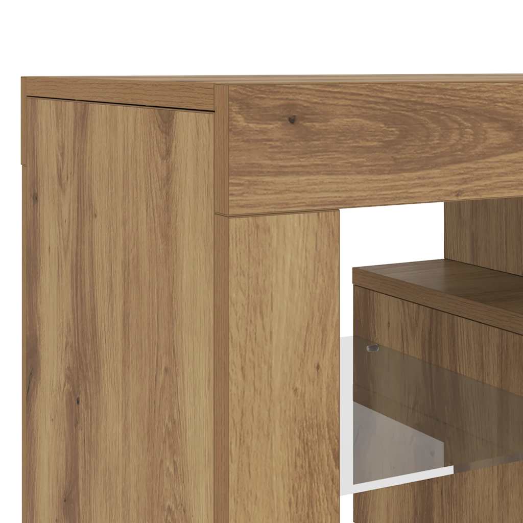 TV Cabinet with LED Lights Artisan Oak 120x36.5x40 cm Engineered Wood