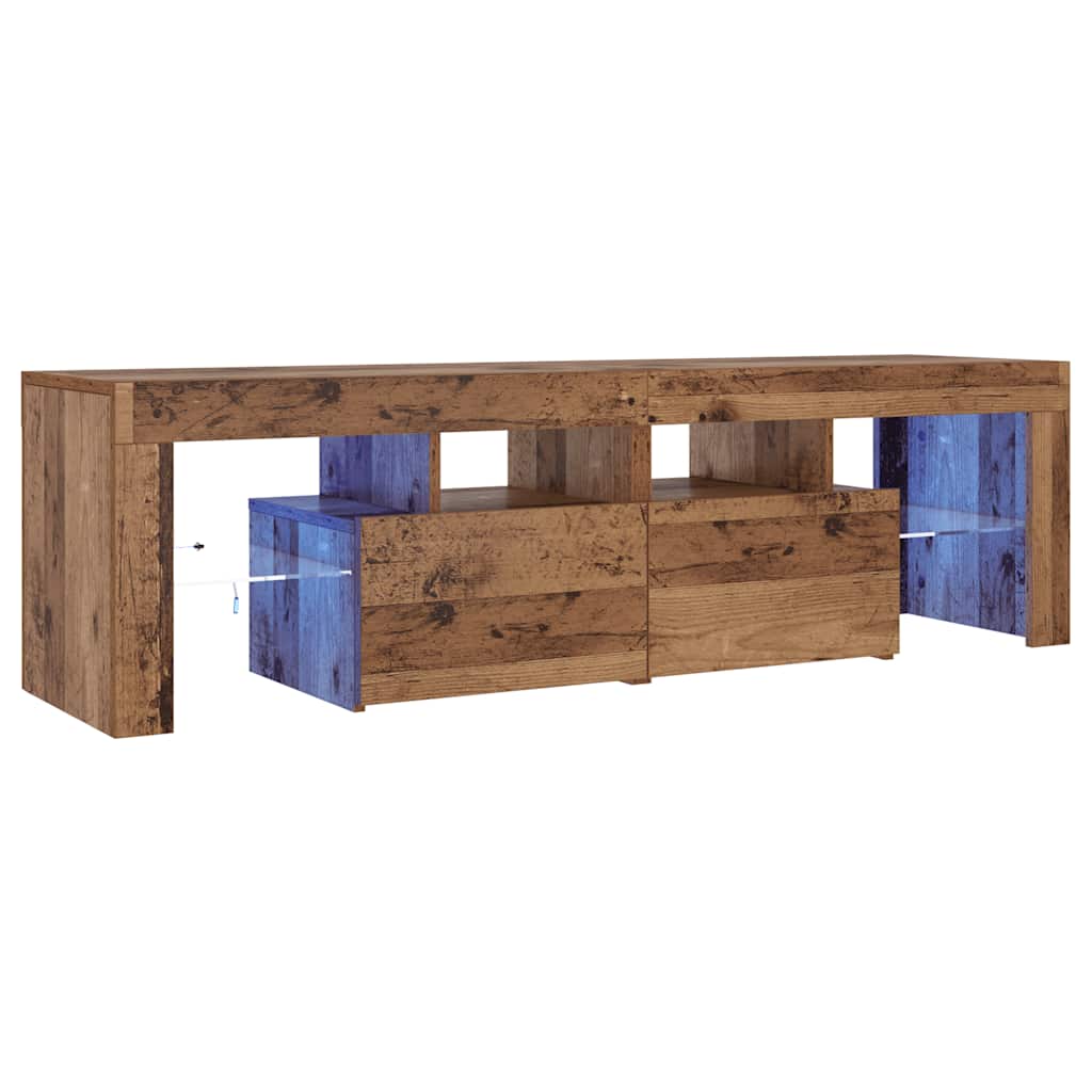 TV Cabinet with LED Lights Old Wood 140x36.5x40 cm Engineered Wood