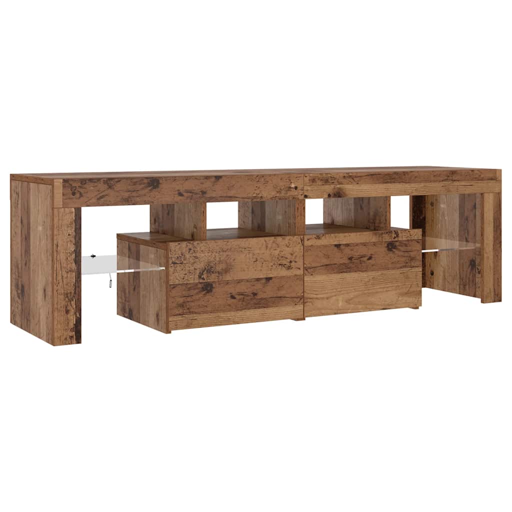 TV Cabinet with LED Lights Old Wood 140x36.5x40 cm Engineered Wood