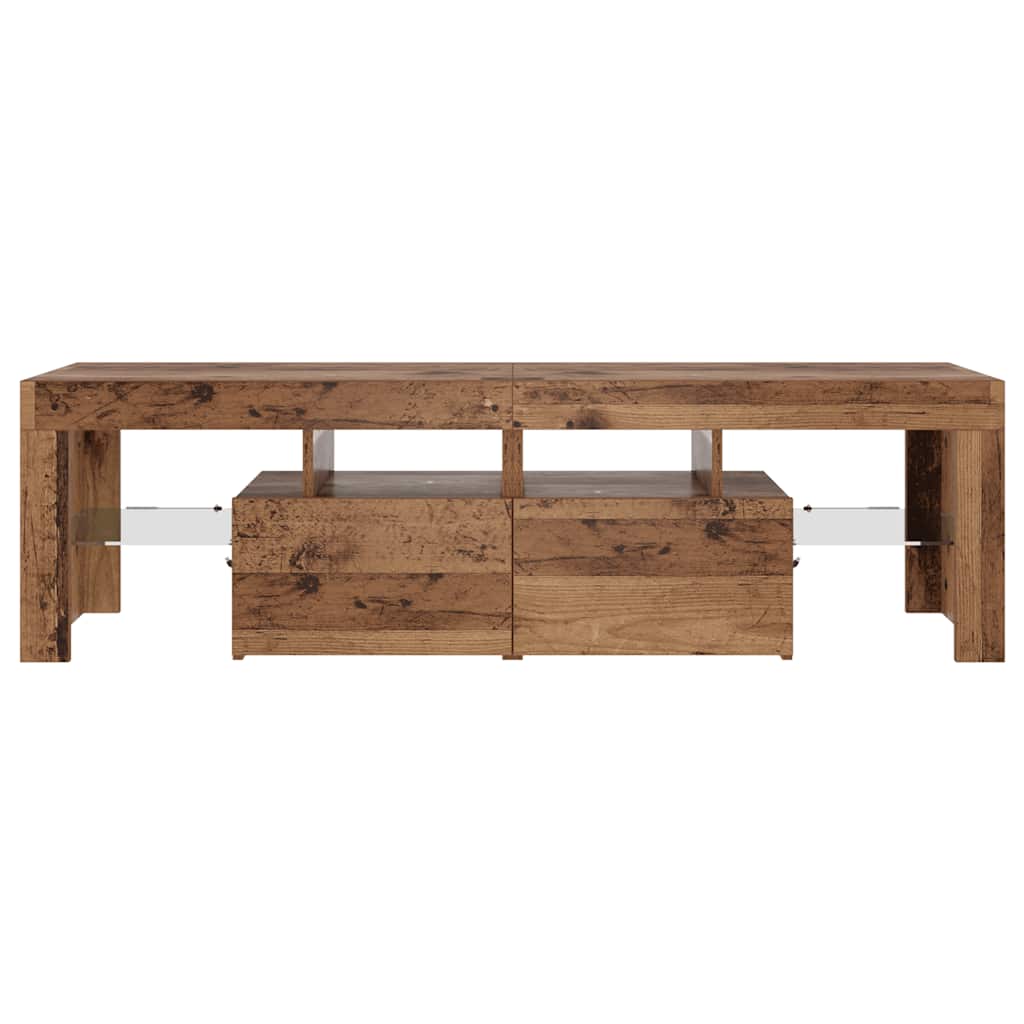 TV Cabinet with LED Lights Old Wood 140x36.5x40 cm Engineered Wood