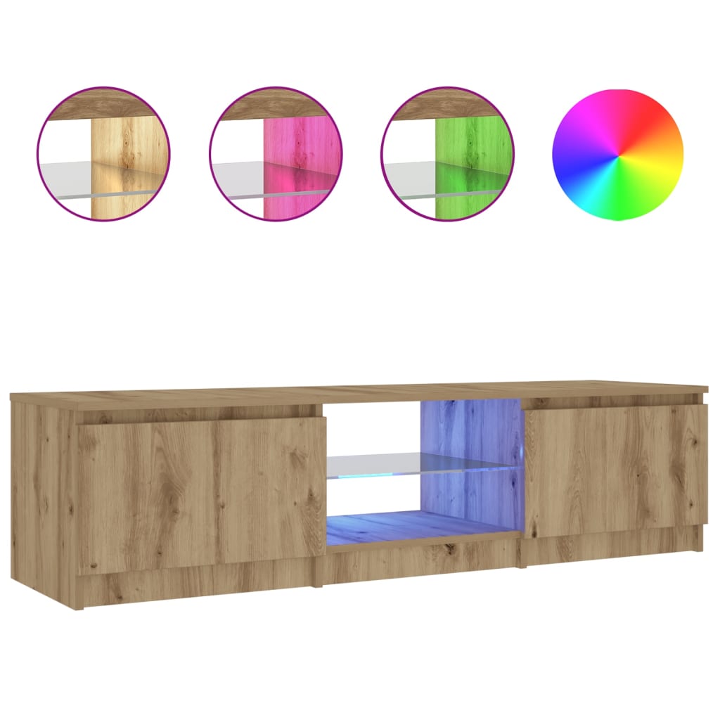 TV Cabinet with LED Lights Artisian Oak 140x40x36 cm Engineered Wood