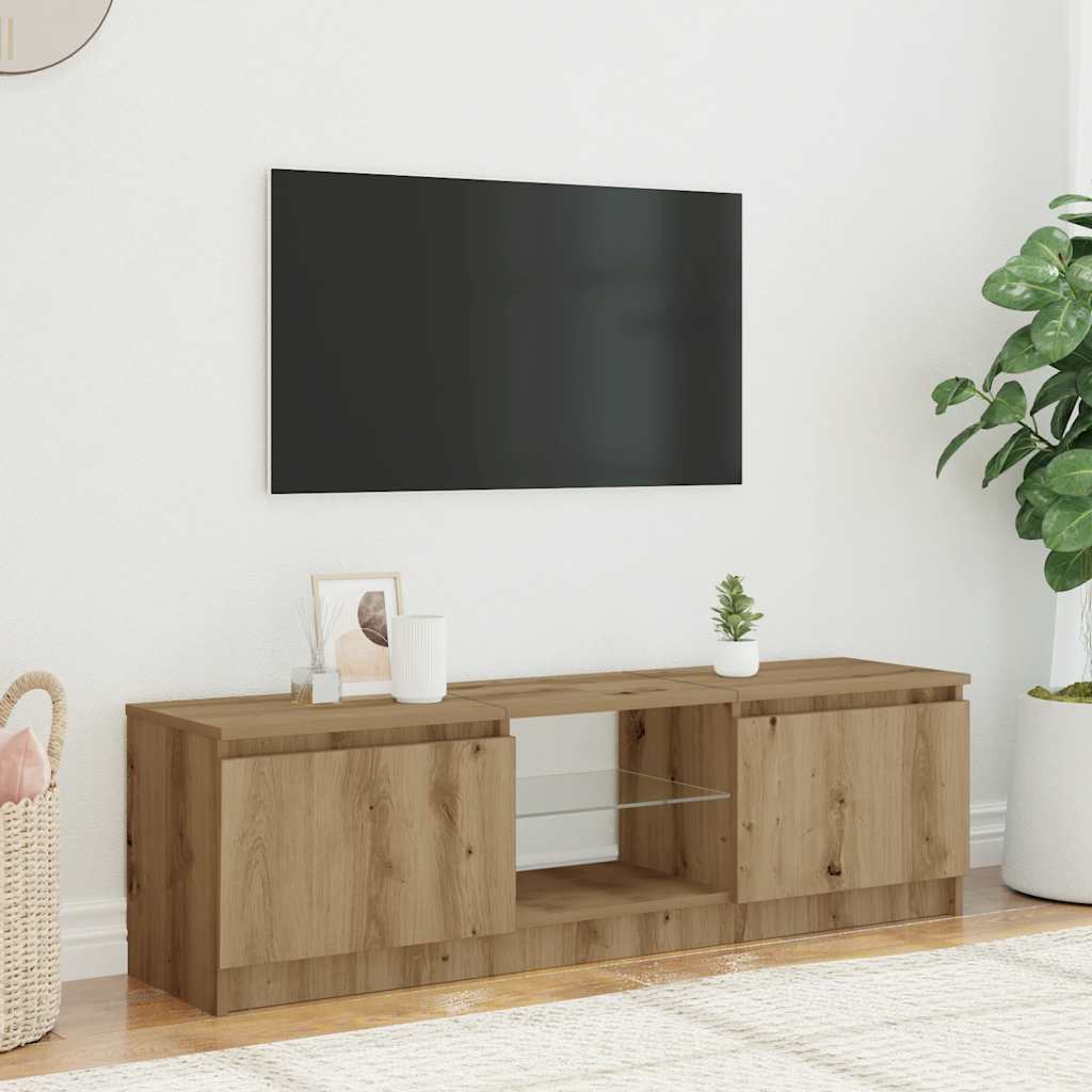 TV Cabinet with LED Lights Artisian Oak 140x40x36 cm Engineered Wood