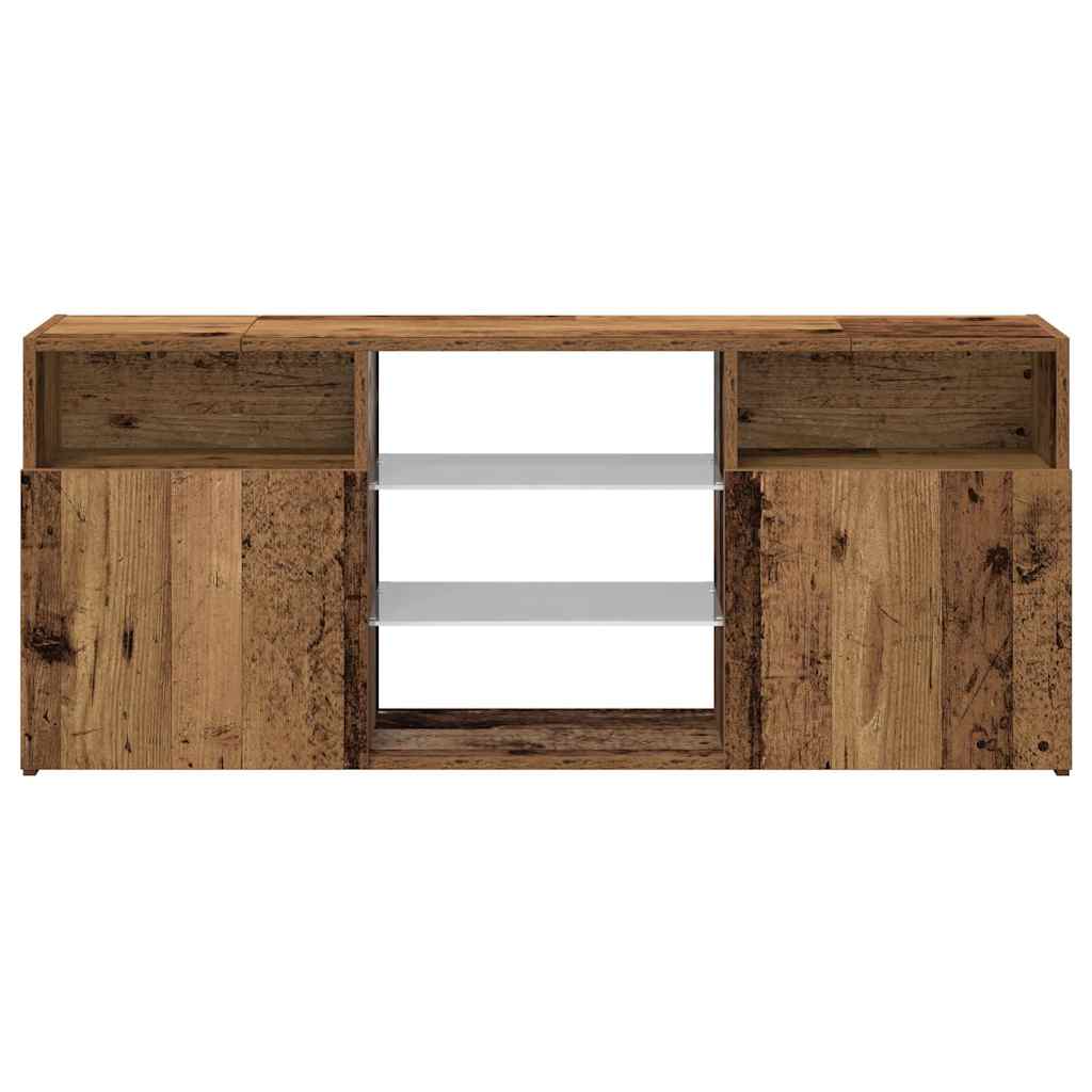 TV Cabinet with LED Lights Old Wood 120x30x50 cm Engineered Wood