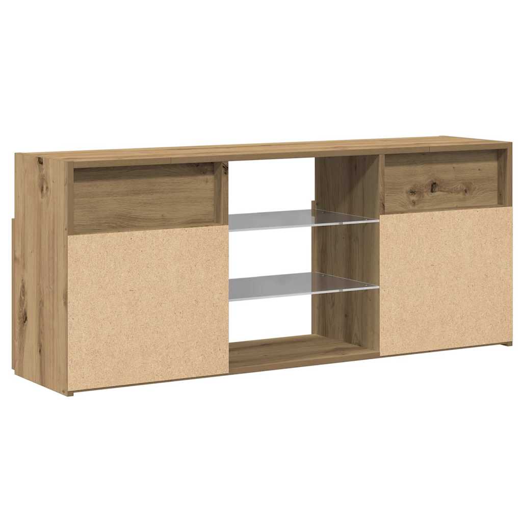 TV Cabinet with LED Lights Artisian Oak 120x30x50 cm Engineered Wood