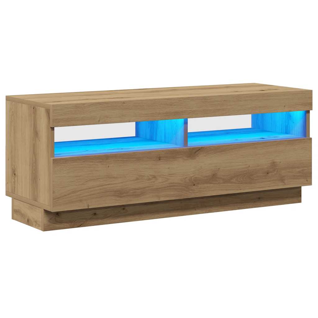 TV Cabinet with LED Lights Artisian Oak 100x35x40 cm Engineered Wood