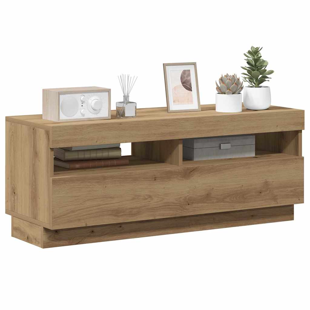 TV Cabinet with LED Lights Artisian Oak 100x35x40 cm Engineered Wood
