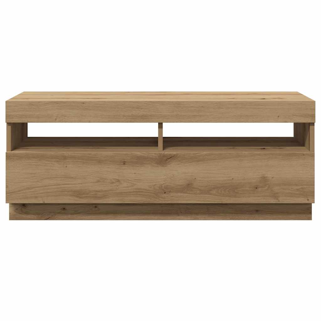 TV Cabinet with LED Lights Artisian Oak 100x35x40 cm Engineered Wood