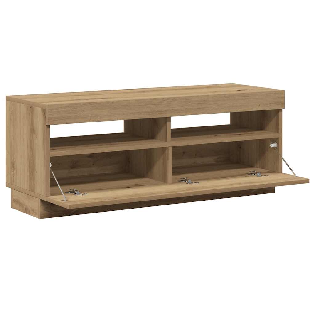 TV Cabinet with LED Lights Artisian Oak 100x35x40 cm Engineered Wood