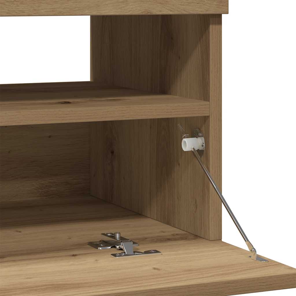 TV Cabinet with LED Lights Artisian Oak 100x35x40 cm Engineered Wood