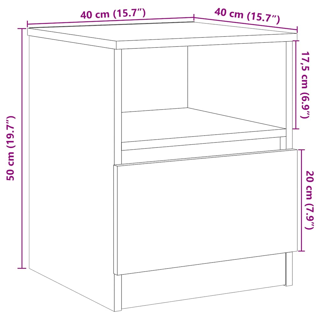 Bedside Cabinets 2 pcs Old Wood 40x40x50 cm Engineered Wood