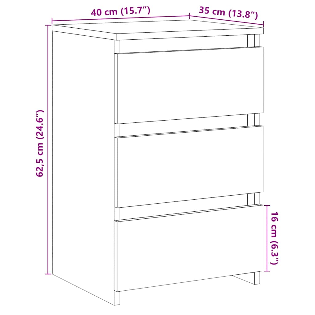 Bedside Cabinets 2 pcs Artisan Oak 40x35x62.5 cm Engineered Wood