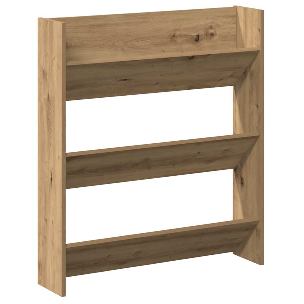 Wall Shoe Cabinet Artisan Oak 80x18x90 cm Engineered Wood
