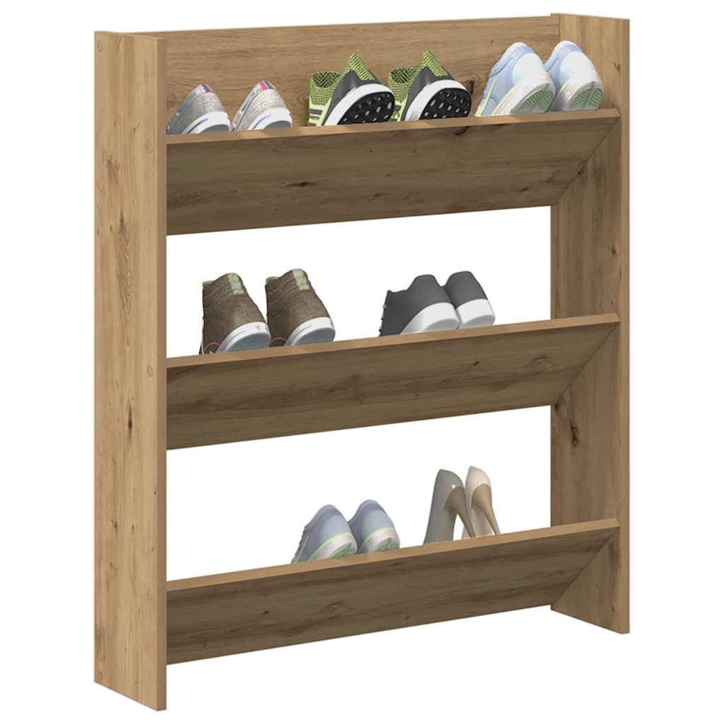 Wall Shoe Cabinet Artisan Oak 80x18x90 cm Engineered Wood