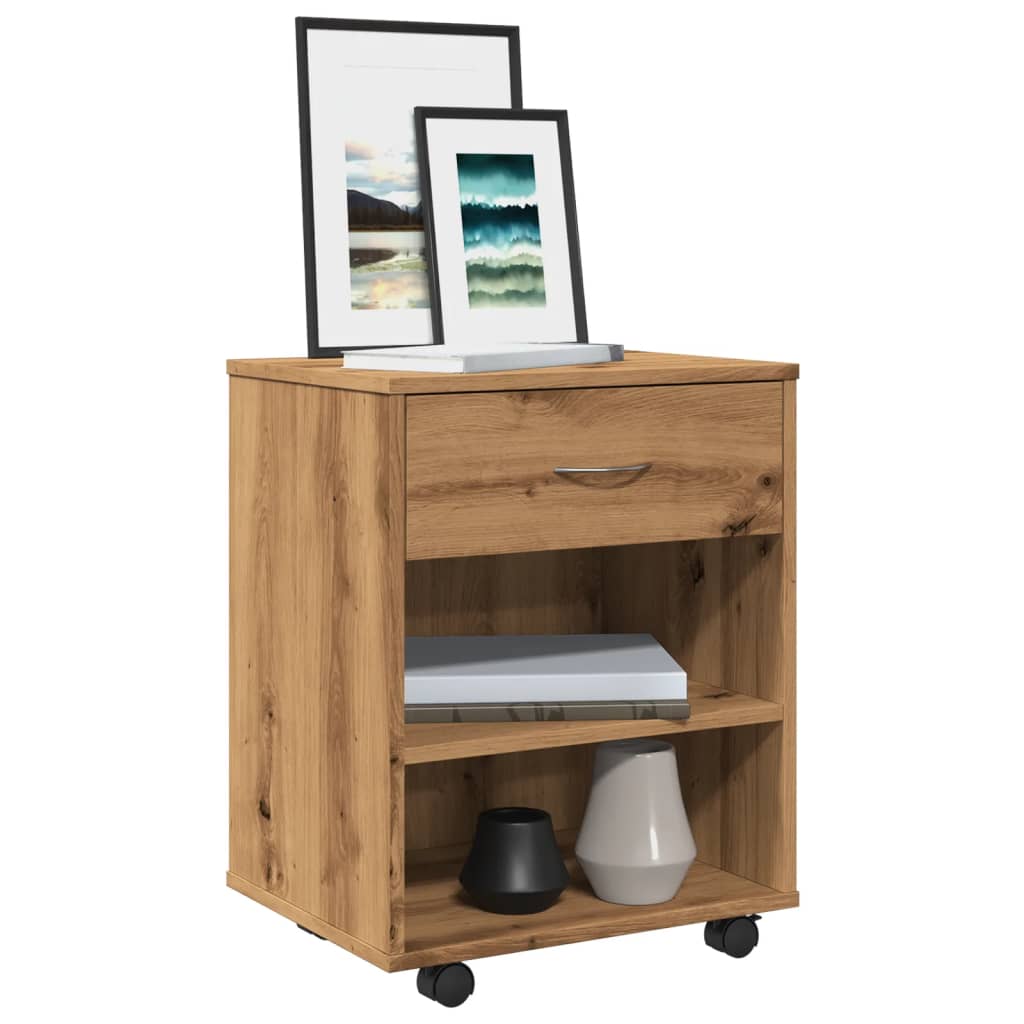 Rolling Cabinet Artisan Oak 46x36x59 cm Engineered Wood