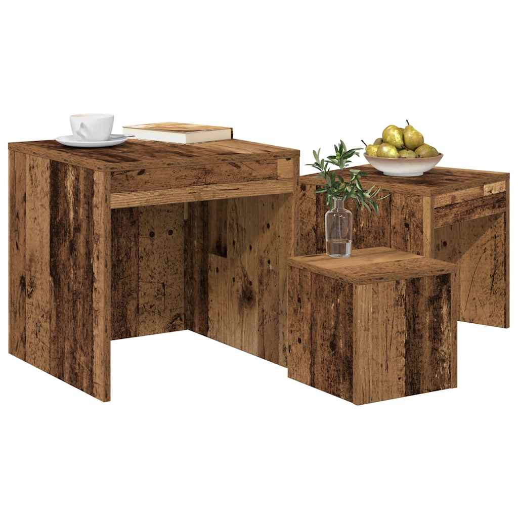 Nesting Tables 3 pcs Old Wood Engineered Wood