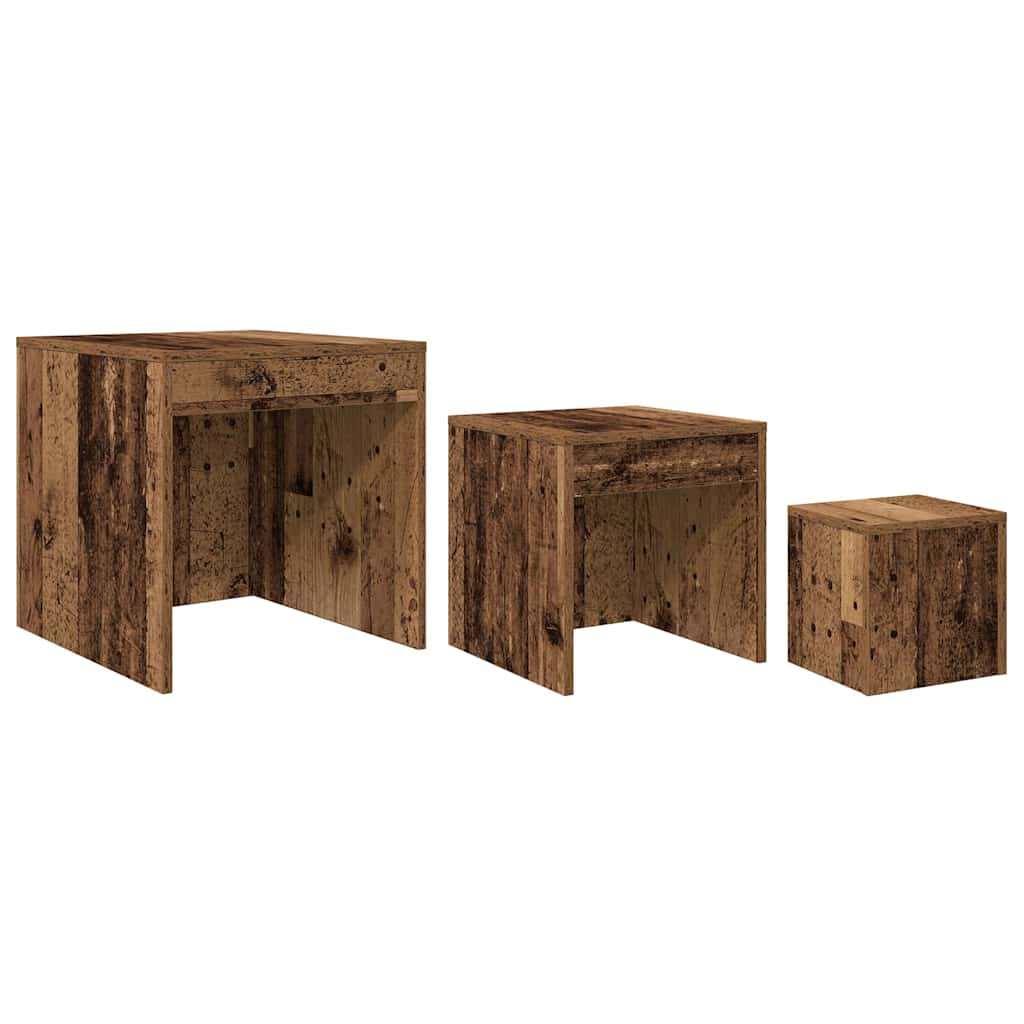 Nesting Tables 3 pcs Old Wood Engineered Wood