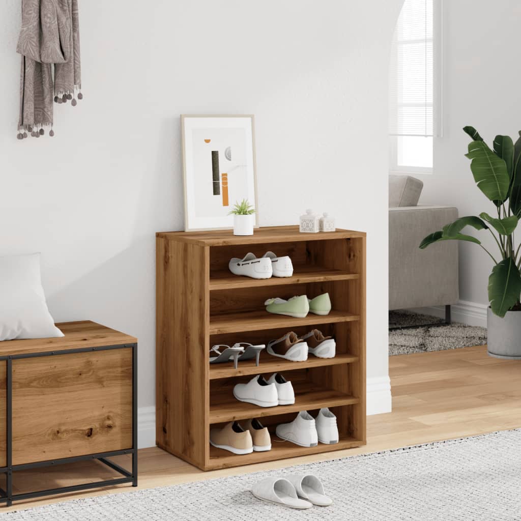 Shoe Cabinet Artisan Oak 60x35x70 cm Engineered Wood