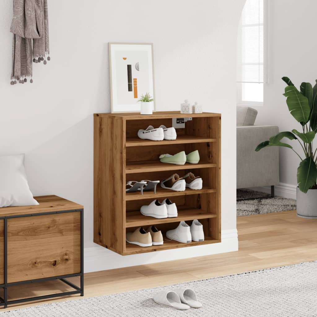 Shoe Cabinet Artisan Oak 60x35x70 cm Engineered Wood