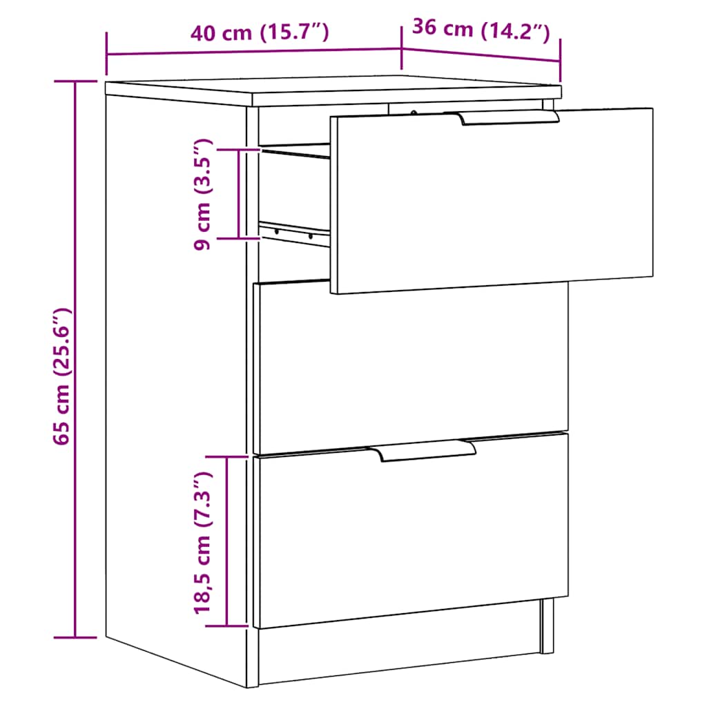 Bedside Cabinets 2 pcs Artisan Oak 40x36x65 cm Engineered Wood