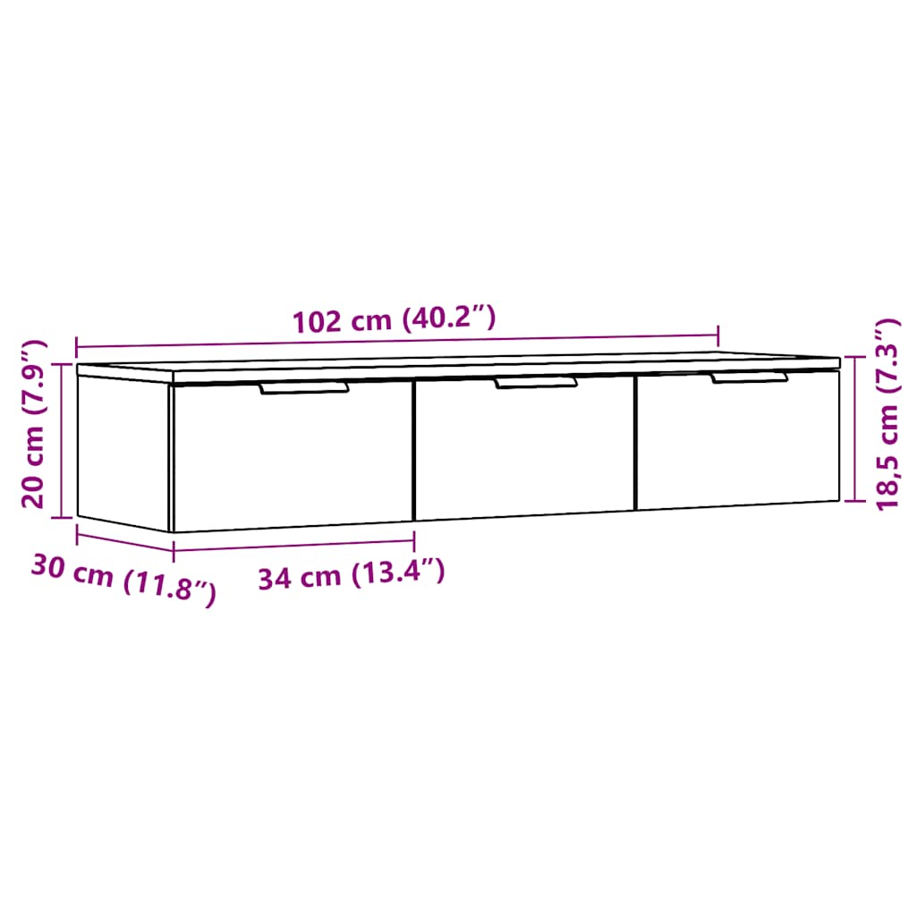 Wall Cabinet Old Wood 102x30x20 cm Engineered Wood