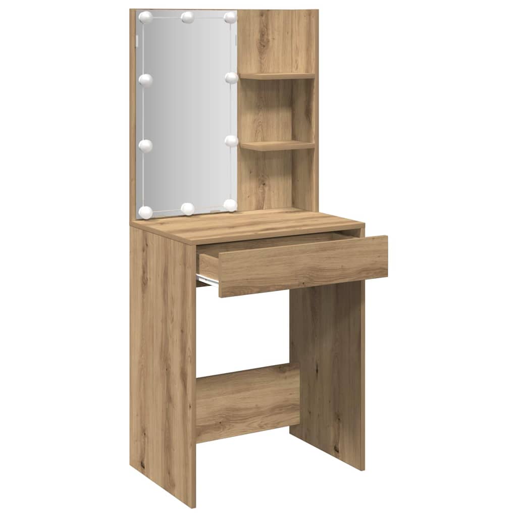 Dressing Table with LED Artisan Oak 60x40x140 cm