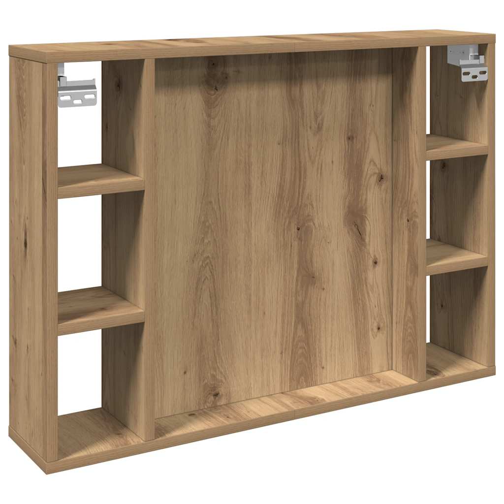 Mirror Cabinet with LED Artisan Oak 76x15x55 cm Engineered Wood