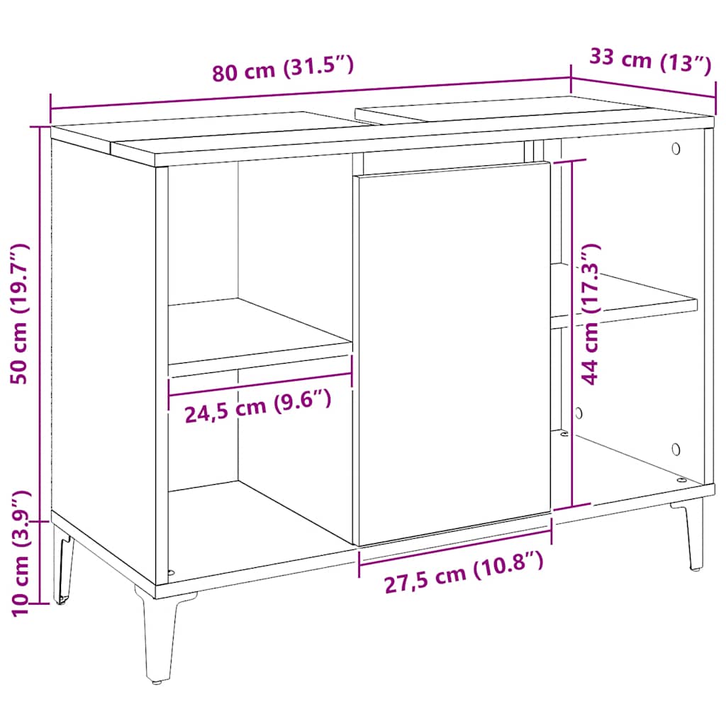 Sink Cabinet Artisan Oak 80x33x60 cm Engineered Wood