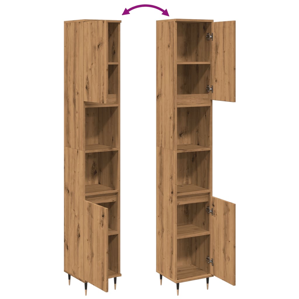 Bathroom Cabinet Artisan Oak 30x30x190 cm Engineered Wood