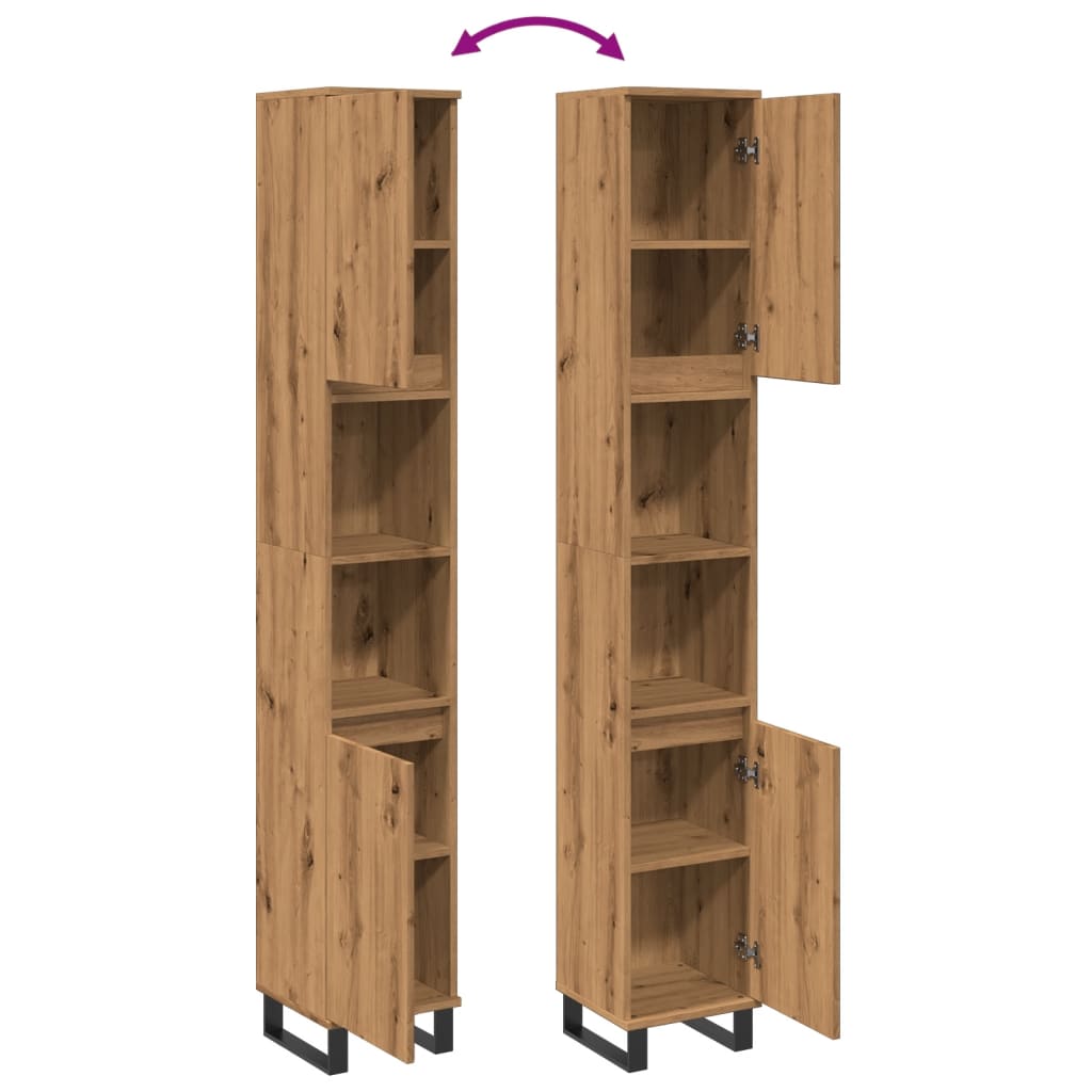 Bathroom Cabinet Artisan Oak 30x30x190 cm Engineered Wood