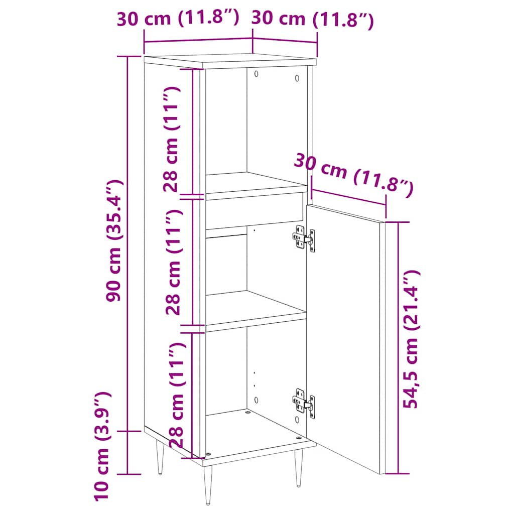 Bathroom Cabinet Artisan Oak 30x30x100 cm Engineered Wood