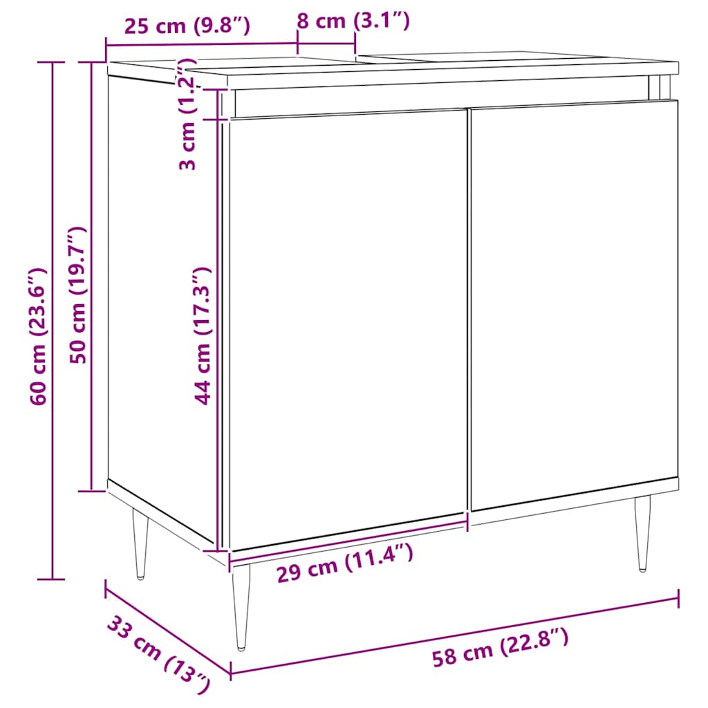 Bathroom Cabinet Artisan Oak 58x33x60 cm Engineered Wood