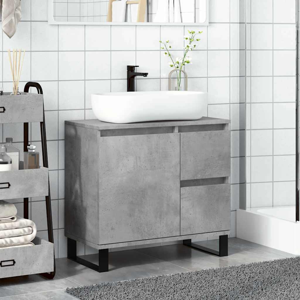 Bathroom Sink Cabinet Concrete Grey 65x33x60 cm Engineered Wood