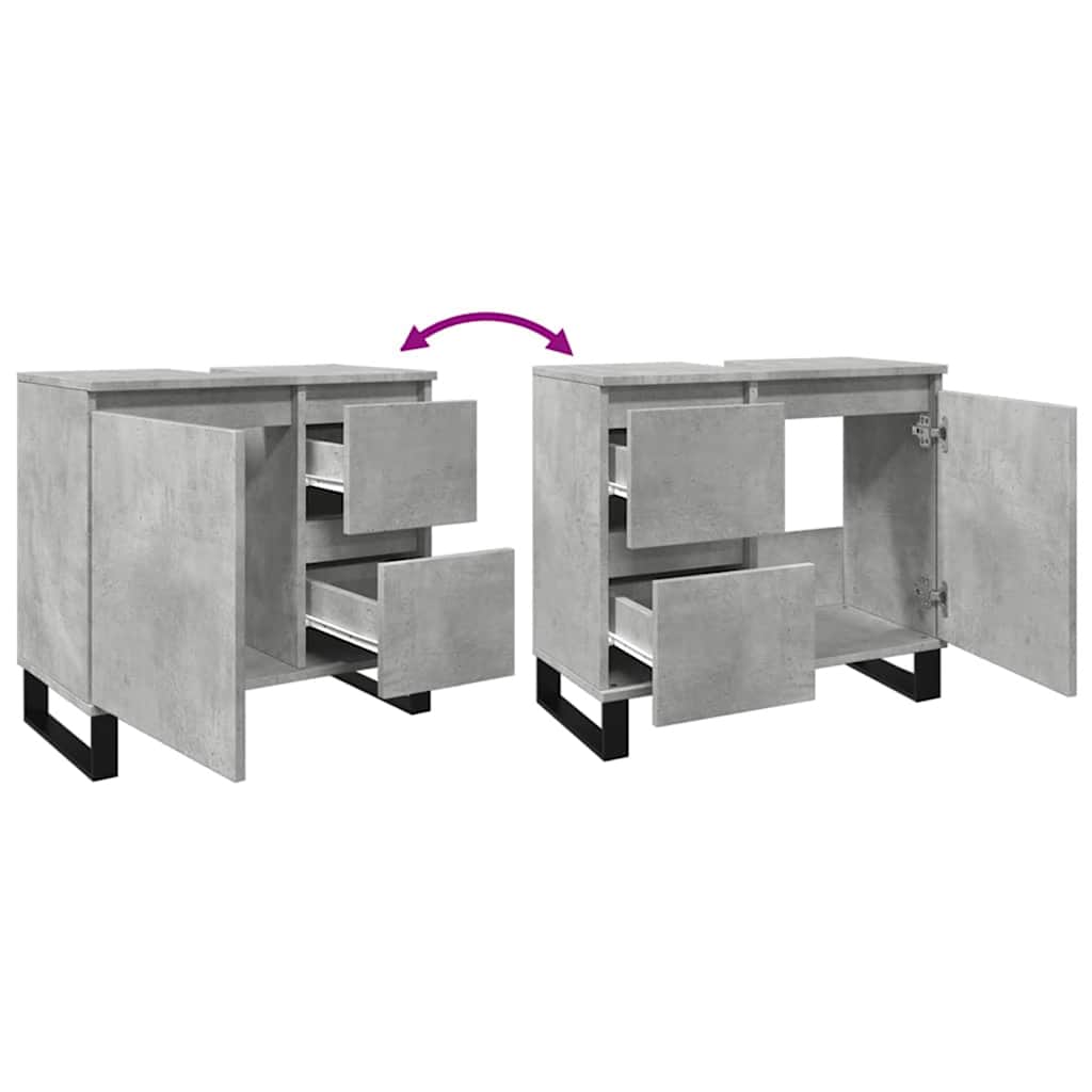Bathroom Sink Cabinet Concrete Grey 65x33x60 cm Engineered Wood
