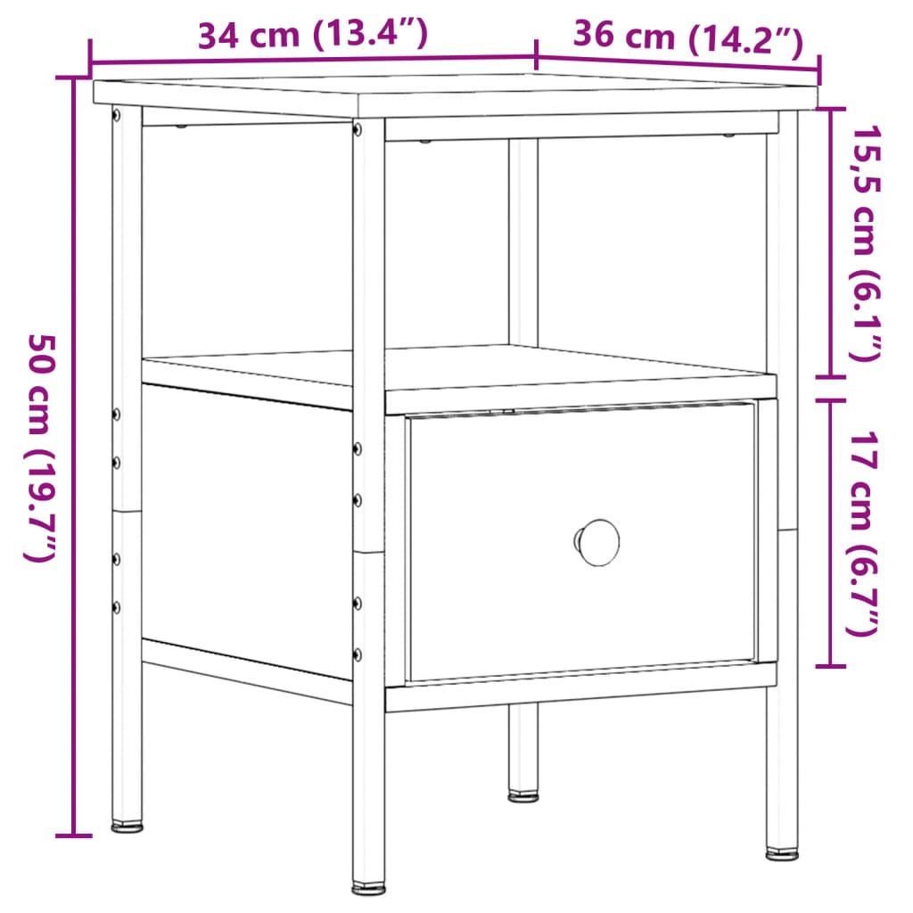 Bedside Cabinets 2 pcs Artisan Oak 34x36x50 cm Engineered Wood